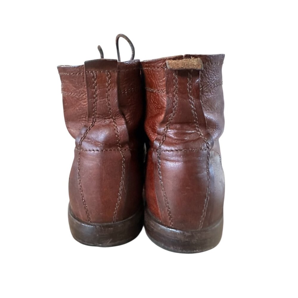 FRYE Leather Combat Boots Men 8.5 Brown Lace Up Distressed Office Vibram Outsole - Picture 8 of 16